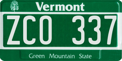 VT license plate ZCO337