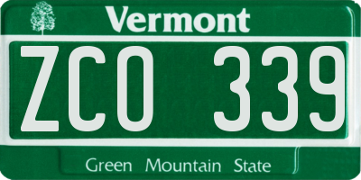 VT license plate ZCO339