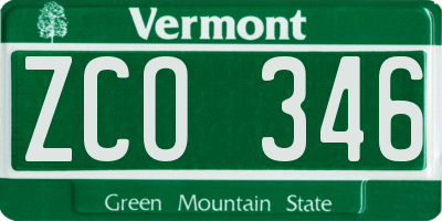 VT license plate ZCO346