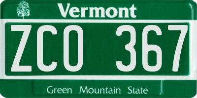 VT license plate ZCO367