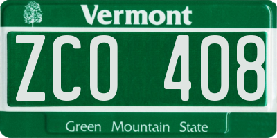 VT license plate ZCO408