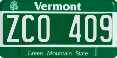 VT license plate ZCO409