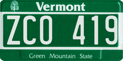 VT license plate ZCO419