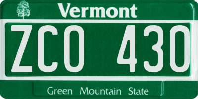 VT license plate ZCO430