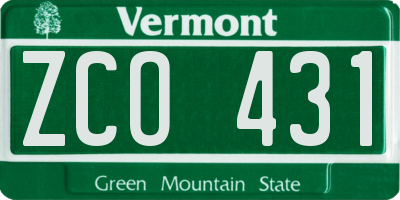 VT license plate ZCO431