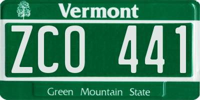 VT license plate ZCO441