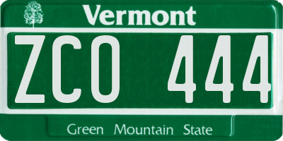 VT license plate ZCO444