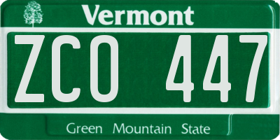 VT license plate ZCO447