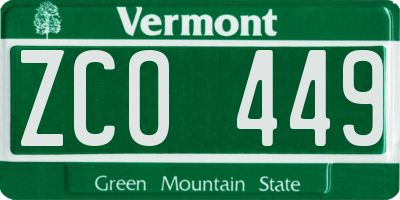 VT license plate ZCO449
