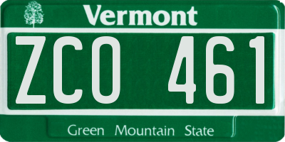 VT license plate ZCO461