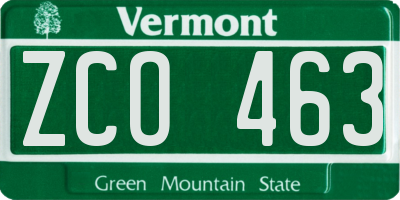 VT license plate ZCO463