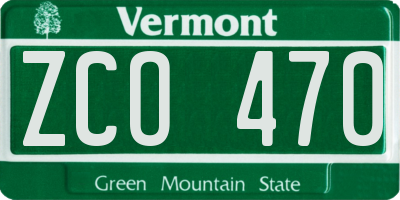 VT license plate ZCO470