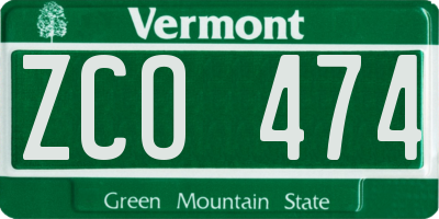 VT license plate ZCO474