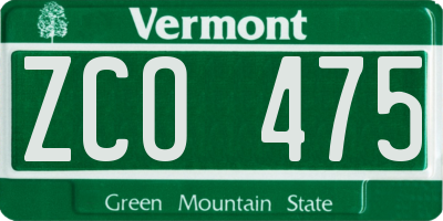 VT license plate ZCO475