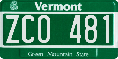 VT license plate ZCO481