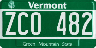 VT license plate ZCO482