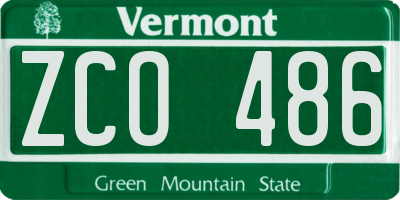 VT license plate ZCO486