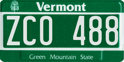 VT license plate ZCO488