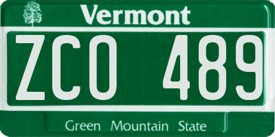 VT license plate ZCO489