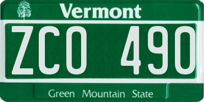VT license plate ZCO490