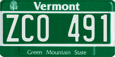 VT license plate ZCO491