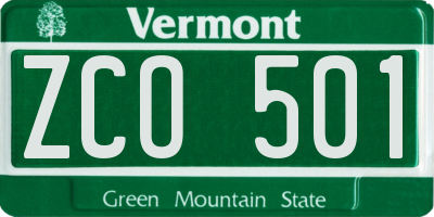 VT license plate ZCO501