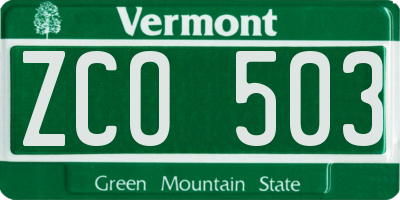 VT license plate ZCO503