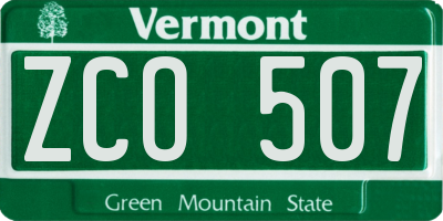VT license plate ZCO507