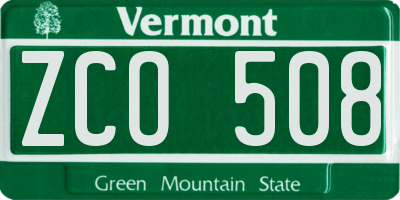VT license plate ZCO508