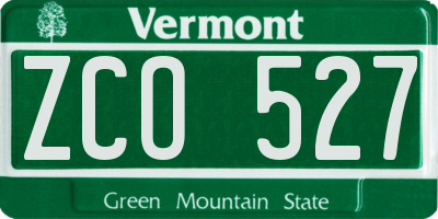 VT license plate ZCO527