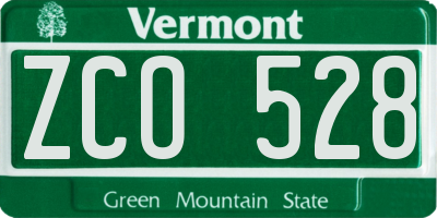 VT license plate ZCO528