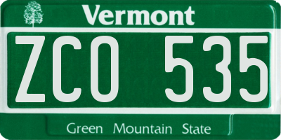 VT license plate ZCO535