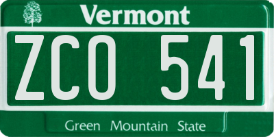 VT license plate ZCO541