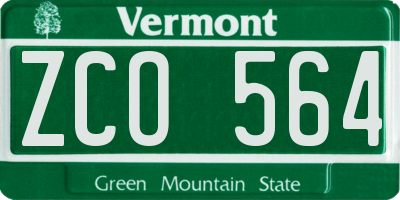 VT license plate ZCO564