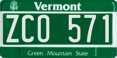 VT license plate ZCO571