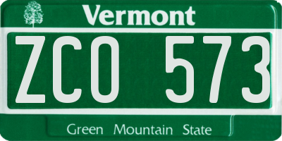 VT license plate ZCO573