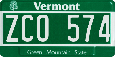 VT license plate ZCO574