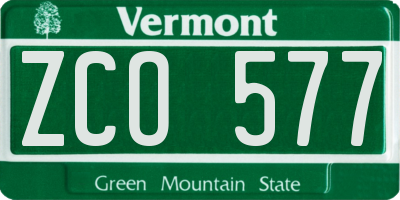VT license plate ZCO577