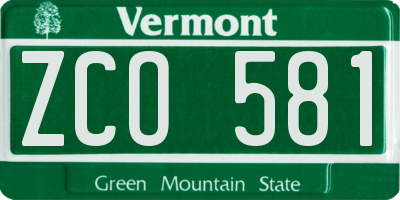 VT license plate ZCO581