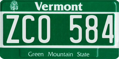 VT license plate ZCO584