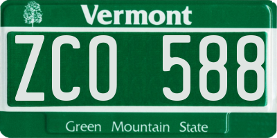 VT license plate ZCO588