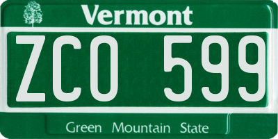 VT license plate ZCO599