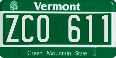 VT license plate ZCO611