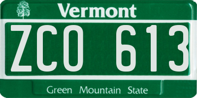 VT license plate ZCO613