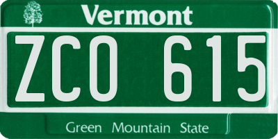 VT license plate ZCO615