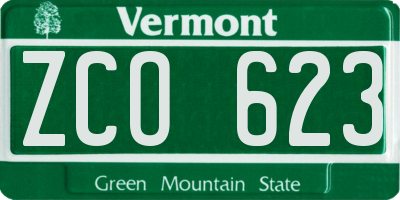 VT license plate ZCO623