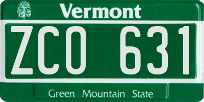 VT license plate ZCO631