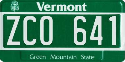 VT license plate ZCO641