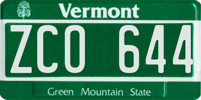 VT license plate ZCO644