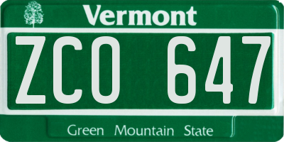 VT license plate ZCO647